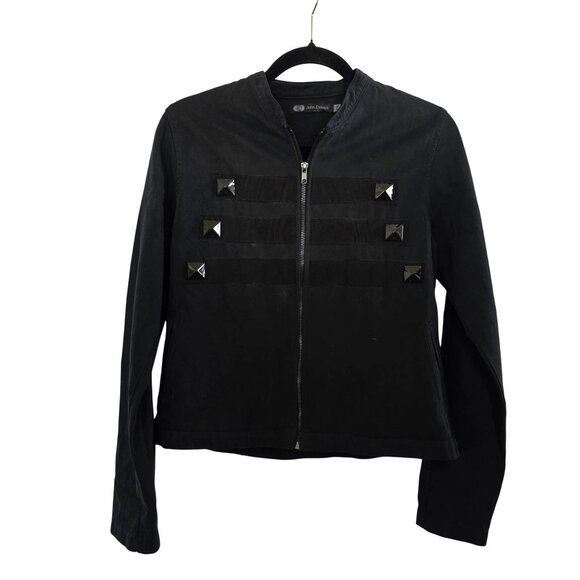 John Eshaya Jet Black Studded Jacket P/S - Picture 1 of 7